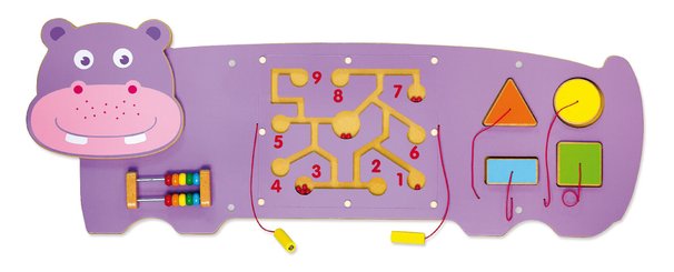 Motricité - Structure et panneaux D'activités - Tableau de motricité mural hippopotame