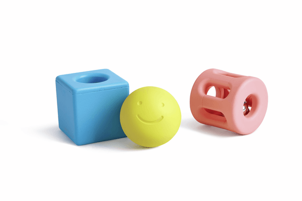Jouets - Hochets et Jouets Sensoriels - 3 Hochets géométriques - Bio