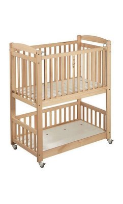 Couchage - Lit Crèche en Bois bébé, enfant - Lit en bois superposé a barreaux 120 x 60 vernis