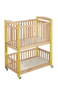 Couchage - Lit Crèche en Bois bébé, enfant - Lit en bois bébé superposé a barreaux 120 x 60 jaune