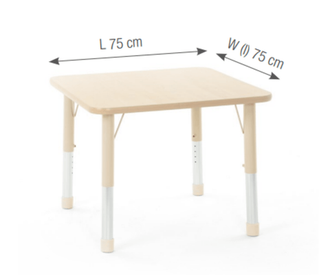 Mobilier - Table crèche et scolaire - Table carrée réglable beige - surface HPL - 75 x 75 cm