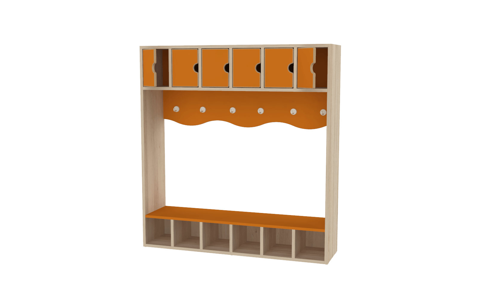 Vestiaire avec 6 casiers à portes - T00 - Orange