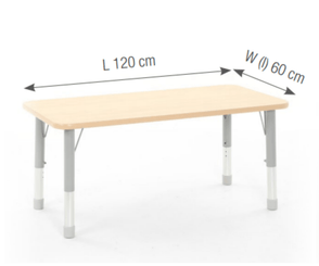 Mobilier - Table crèche et scolaire - Table rectangulaire réglable - mélaminé - 120 x 60 cm