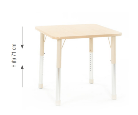 Mobilier - Table crèche et scolaire - Table carrée réglable beige - surface HPL - 75 x 75 cm