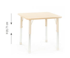 Mobilier - Table crèche et scolaire - Table carrée réglable beige - surface HPL - 75 x 75 cm