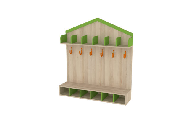 Mobilier - Banc vestiaire & Porte Manteaux - Vestiaire cabane 6 places - T0 - Vert