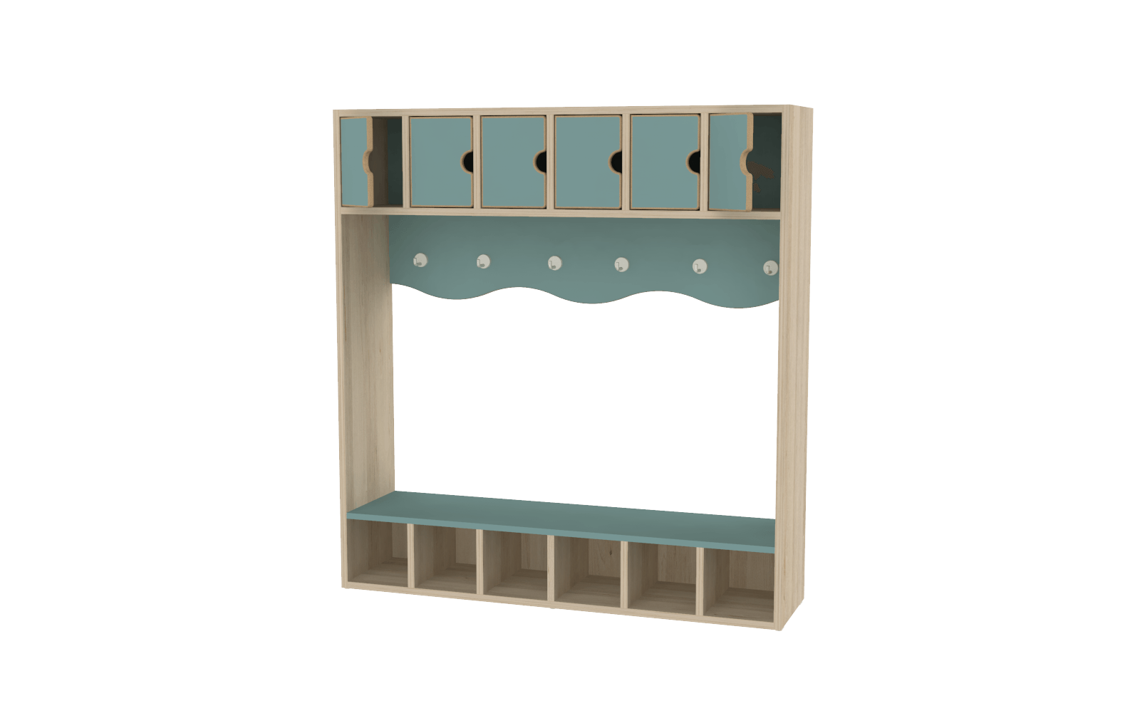 Vestiaire avec 6 casiers à portes - T0 - Bleu