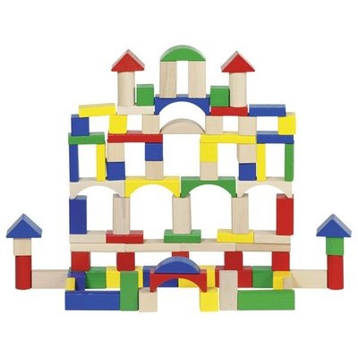Jouets - Jeux de Construction - Baril de construction en bois - 100 pieces -