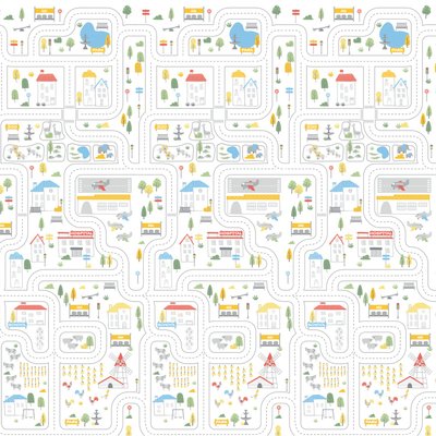 Jouets - Tapis et Jeux d'Éveil, Portiques d'Activité - Tapis Double Face La Ville et la Ferme