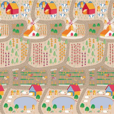Jouets - Tapis et Jeux d'Éveil, Portiques d'Activité - Tapis Double Face La Ville et la Ferme