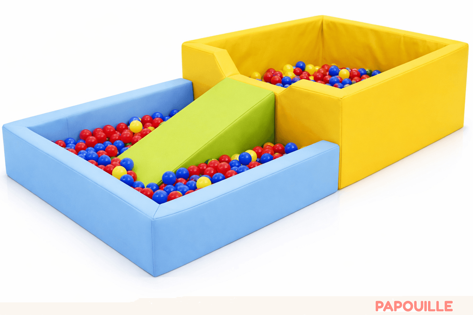 Piscine à balles en mousse revêtement pvc avec plongeoir jaune/bleu ciel