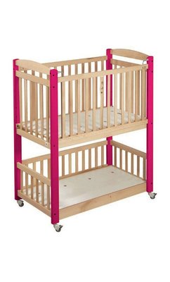 Couchage - Lit Crèche en Bois bébé, enfant - Lit en bois superposé à barreaux 100x50cm framboise