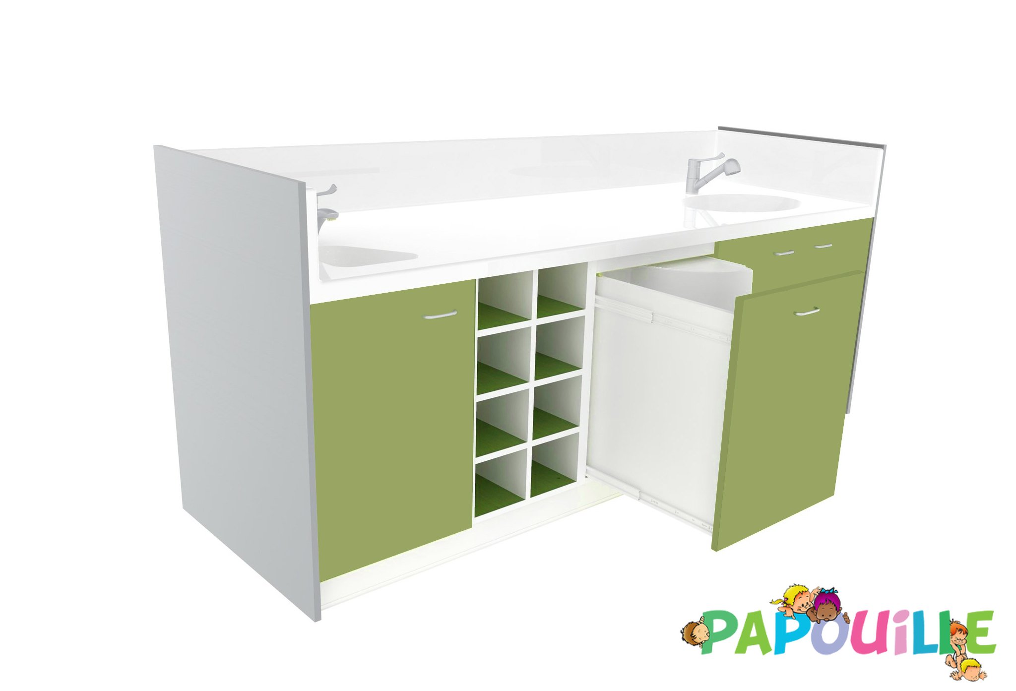 Meuble à langer 2 cuves - modèle 2 - 2500 x 830mm sauzon