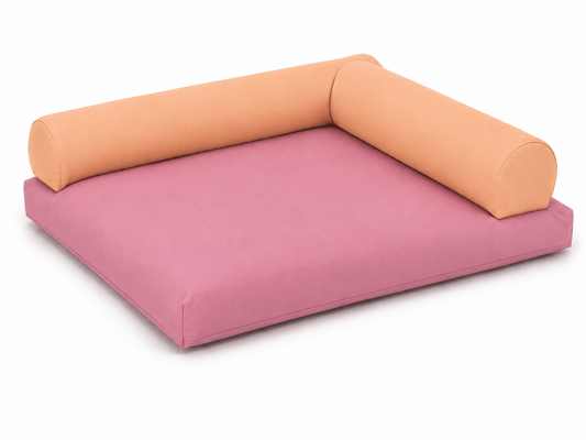 Mobilier - Espace bébé et rassemblement - Coussin carré vieux rose avec rouleaux abricot