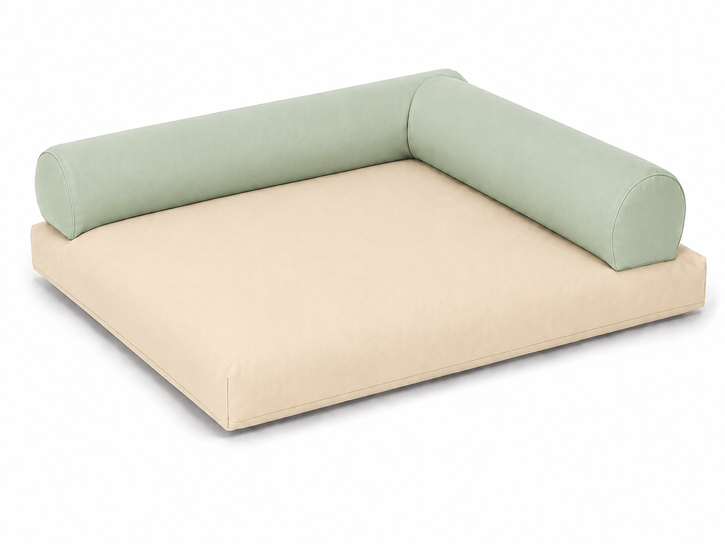 Coussin carré beige avec rouleaux menthe