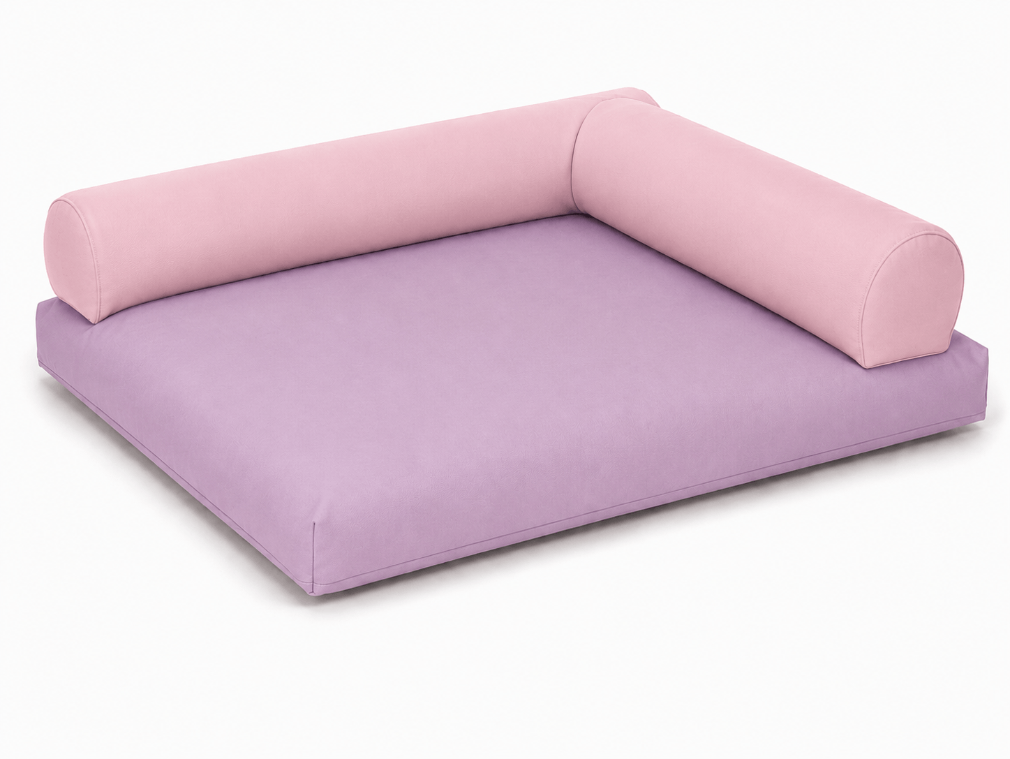 Coussin carré lilas avec rouleaux rose clair