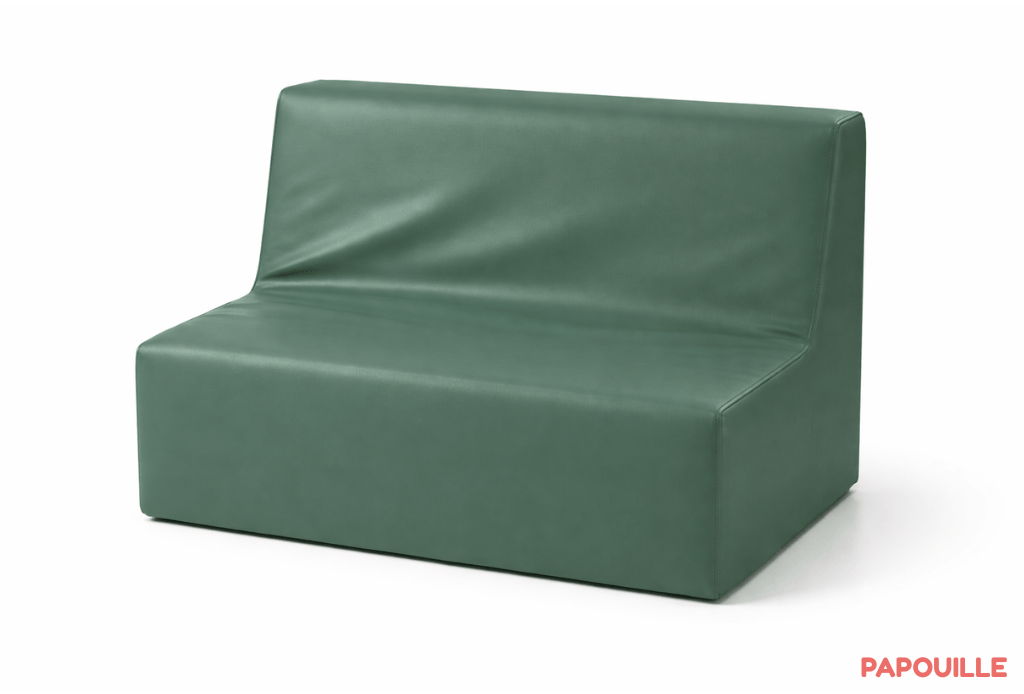 Banquette enfant 2 à 3 places en mousse pvc h. 25cm bleu canard