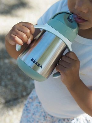 Repas - Tasse d’apprentissage - Tasse en inox avec paille 250 ml - Vert sauge