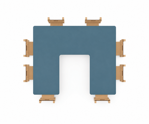 Mobilier - Table crèche et scolaire - Table en U Réglable - Bleu