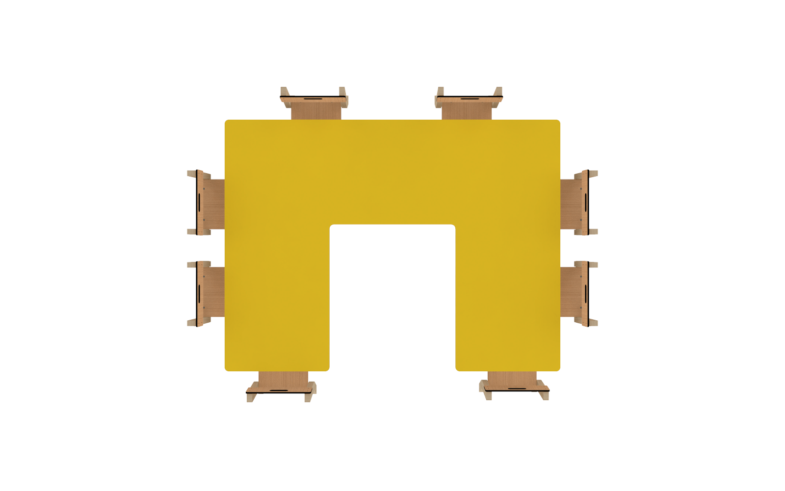 Table en U Réglable - Jaune