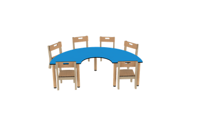 Mobilier - Table crèche et scolaire - Table demi lune réglable 150 x 75cm - T00 - T2 - Bleu