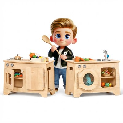 Mobilier - Mobilier de jeux d'imitation - Ensemble de cuisine - 4 en 1