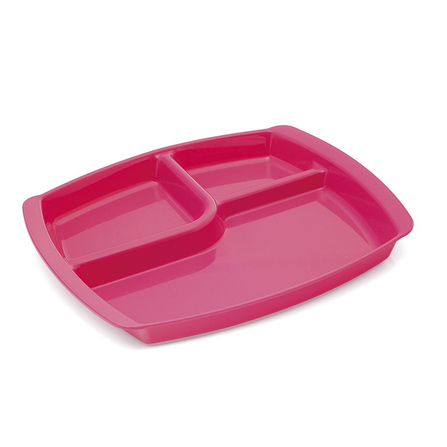 Plateau 3 compartiments polypropylene opaque rose