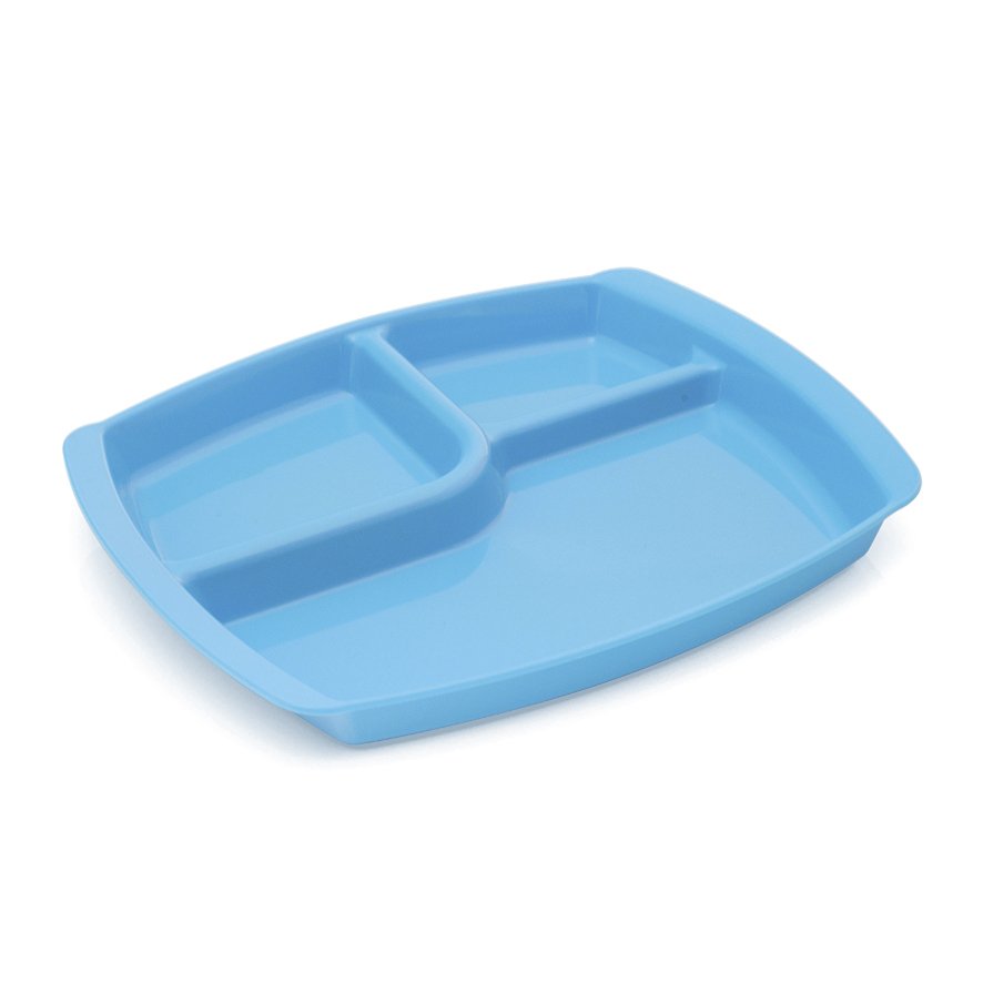 Plateau 3 compartiments polypropylene opaque bleu