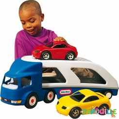 Jouets - Garages, Voitures et Circuits pour Enfant - Grand camion remorque porte-voiture - véhicule miniature