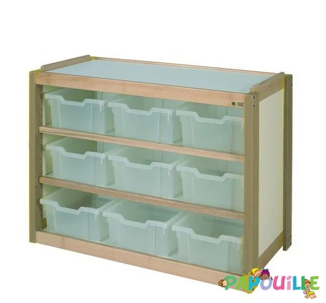 Meuble de rangement 9 casiers translucides naturel