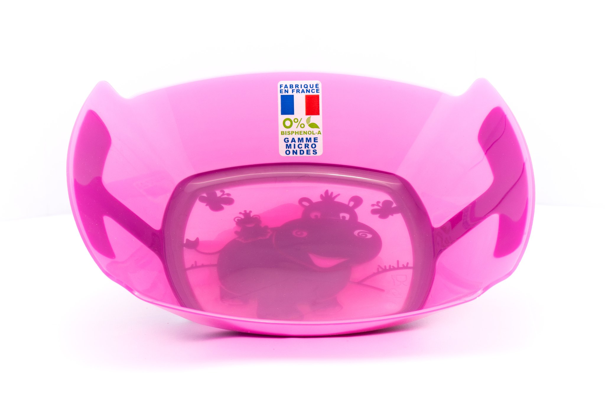 Assiette hippo anti dérapante rose
