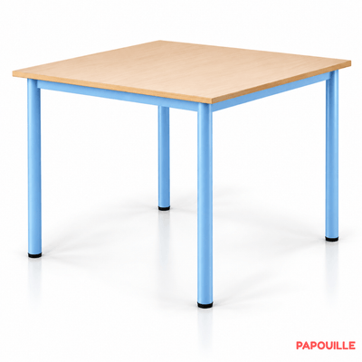 Mobilier - Table crèche et scolaire - Table carrée Bermudes mélaminé - 80 x 80 cm - T3 - Ciel