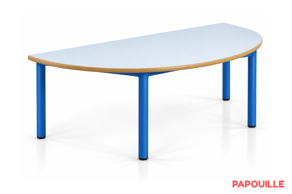 Table demi lune Bermudes mélaminé - T3 - Bleu