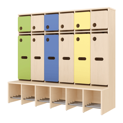 Mobilier - Banc vestiaire & Porte Manteaux - Vestiaire 6 places avec assise T1 - WIS