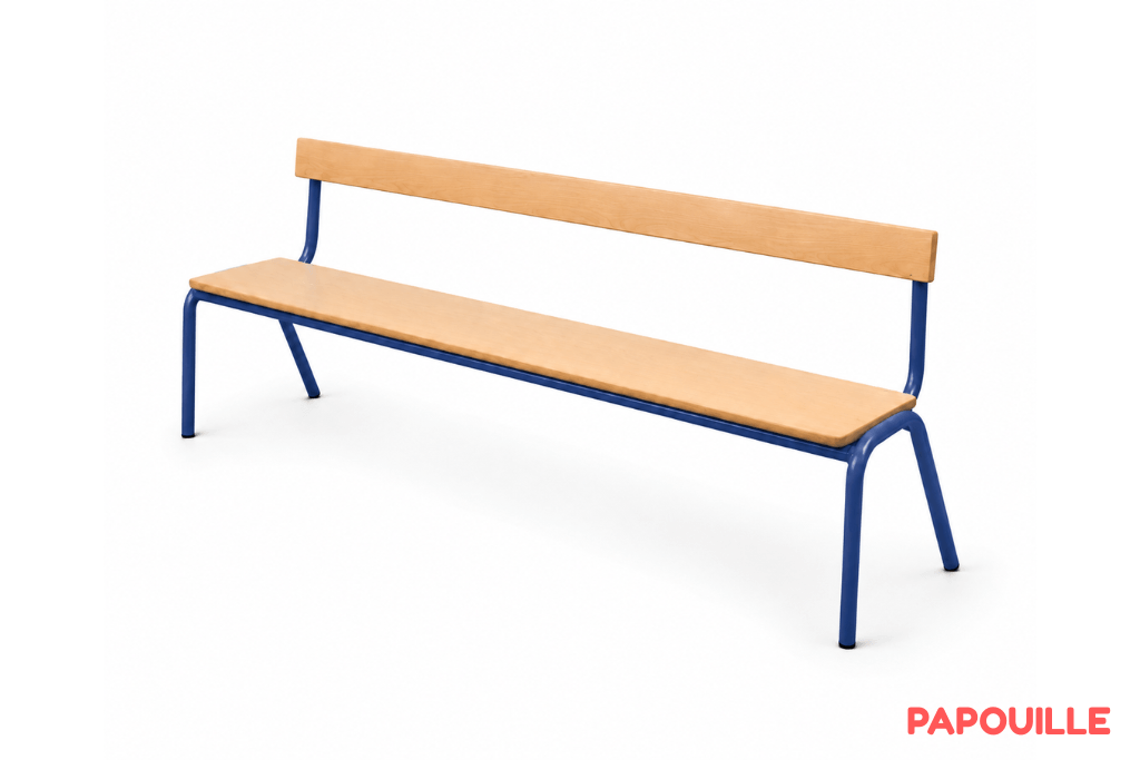 Banc avec dossier mélaminé 200 cm - T3 - Bleu