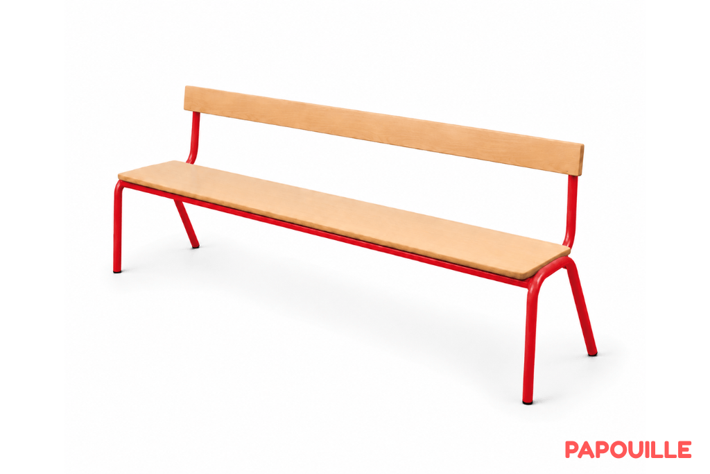 Banc avec dossier mélaminé 160 cm - T1 - Rouge