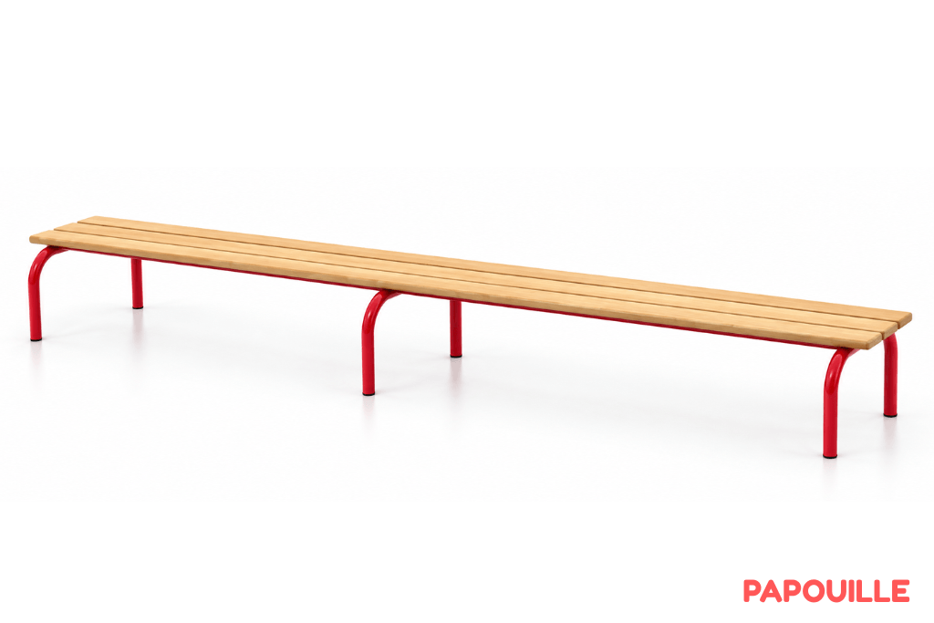 Banc mélaminé sans dossier 200 cm - T2 - Rouge