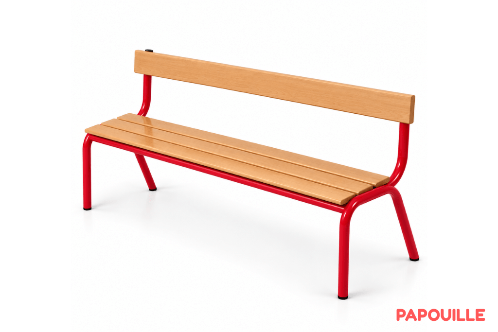 Banc avec dossier 120 cm - T2 - Rouge