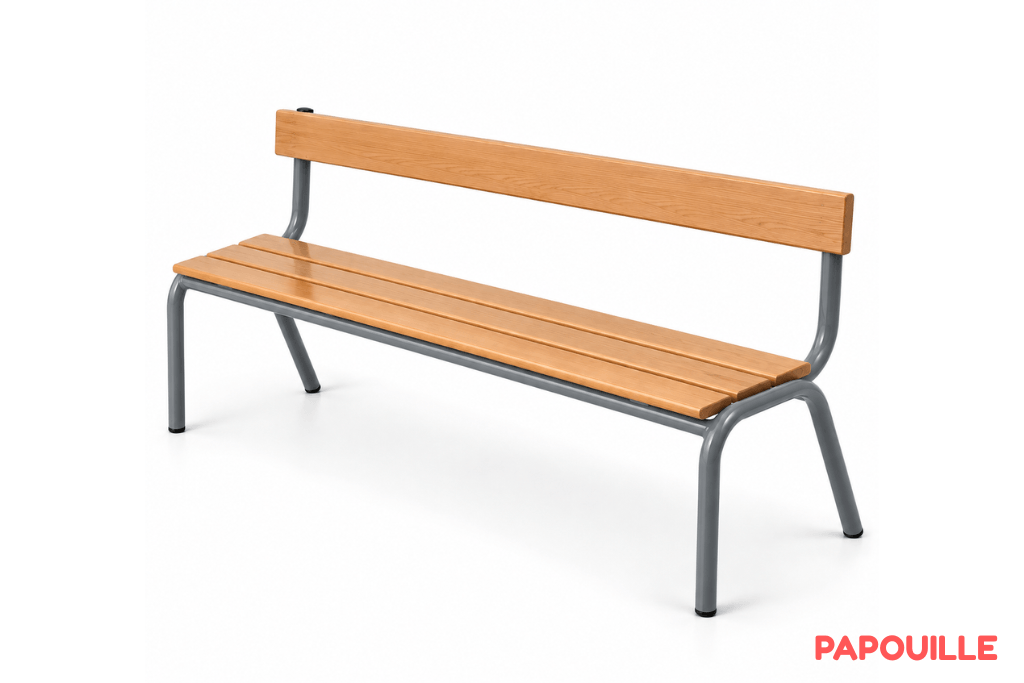 Banc avec dossier 120 cm - T1 - Gris