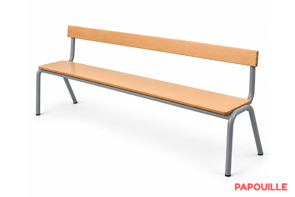 Banc avec dossier mélaminé 200 cm - T2 - Gris