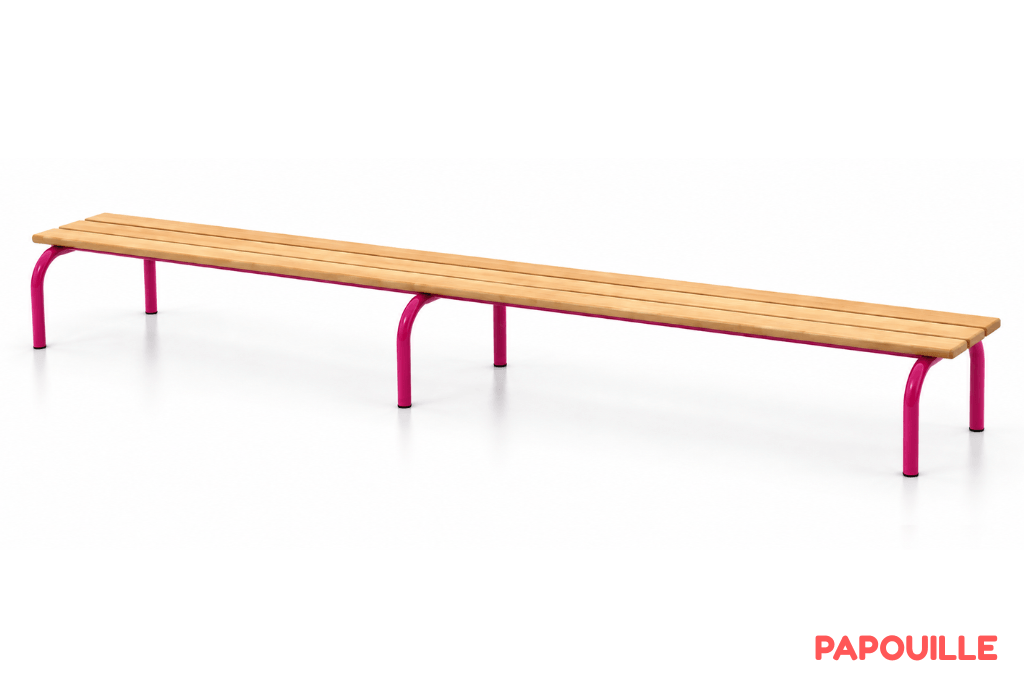 Banc en hêtre sans dossier 200 cm - T3 - Fuchsia