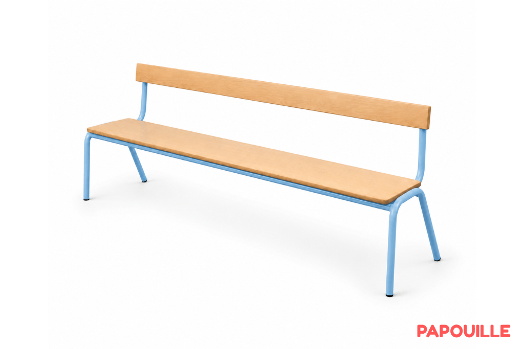 Banc avec dossier mélaminé 200 cm - T1 - Ciel