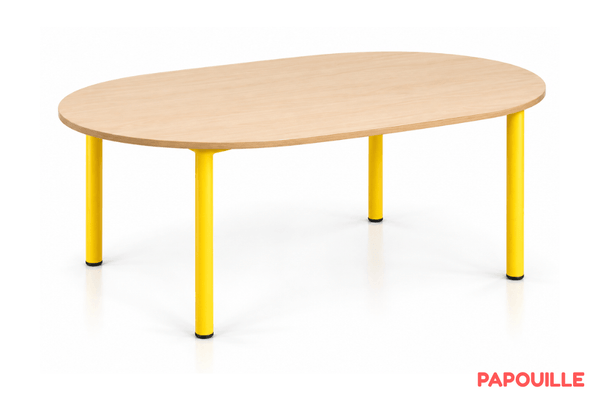 Mobilier - Table crèche et scolaire - Table ovale Bermudes mélaminé 130 x 90 cm - T0 - Jaune