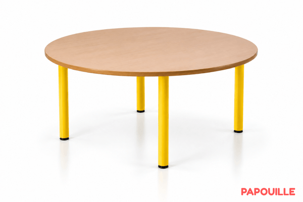 Mobilier - Table crèche et scolaire - Table ronde Bermudes mélaminé - 100 cm - T0 - Jaune