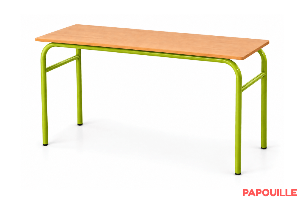 Table scolaire 130 x 50 cm - H76 cm T6 - Vert