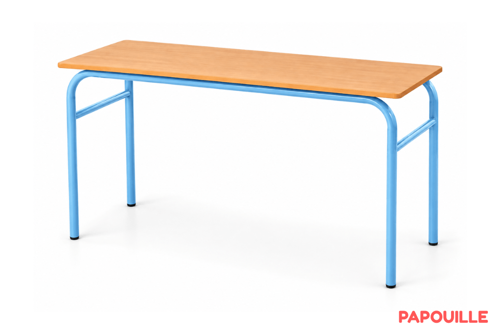 Table scolaire 130 x 50 cm - H76 cm T6 - Ciel