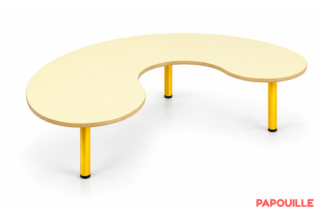 Table en forme haricot - T0 - Jaune