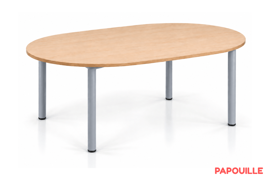 Table ovale Bermudes mélaminé 130 x 90 cm - T1 - Gris