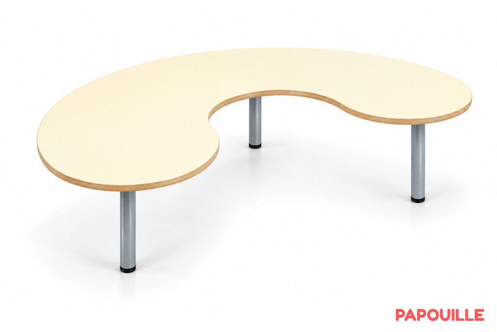 Table en forme haricot - T0 - Gris