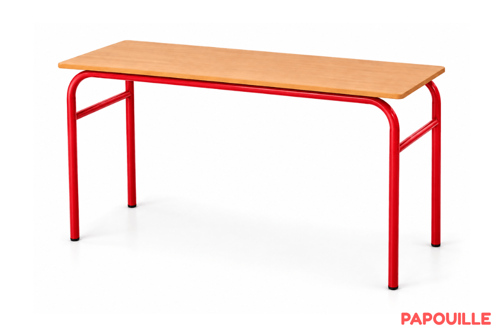Table scolaire 130 x 50 cm - H64 cm T4 - Rouge